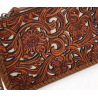 TW Collection - Leather Floral Tooled Collection Clutch - Brown
