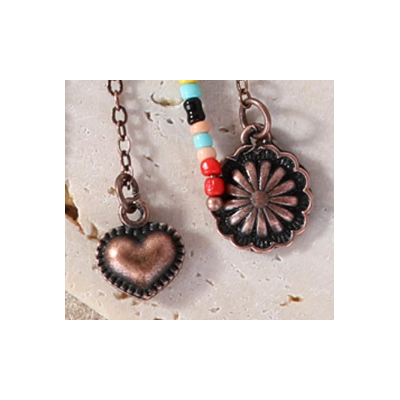 TB's Rustic Beaded Long Dangle Chain Beaded Ear Cuff - Brown