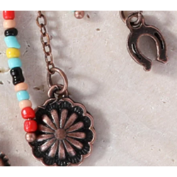 TB's Rustic Beaded Long Dangle Chain Beaded Ear Cuff - Brown