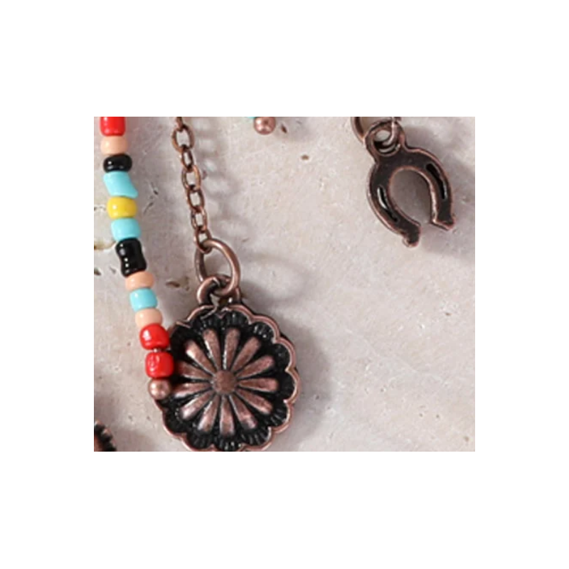 TB's Rustic Beaded Long Dangle Chain Beaded Ear Cuff - Brown