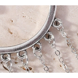 TB's Rustic Beaded Long Dangle Chain Beaded Ear Cuff - Silver