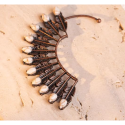 Rustic Couture's Feather White Turquoise Ear Cuff