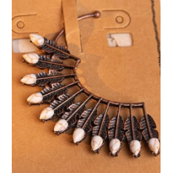 Rustic Couture's Feather White Turquoise Ear Cuff