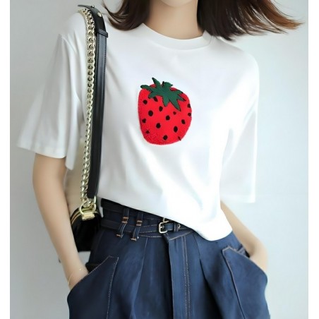 Cotton Strawberry T-Shirt white