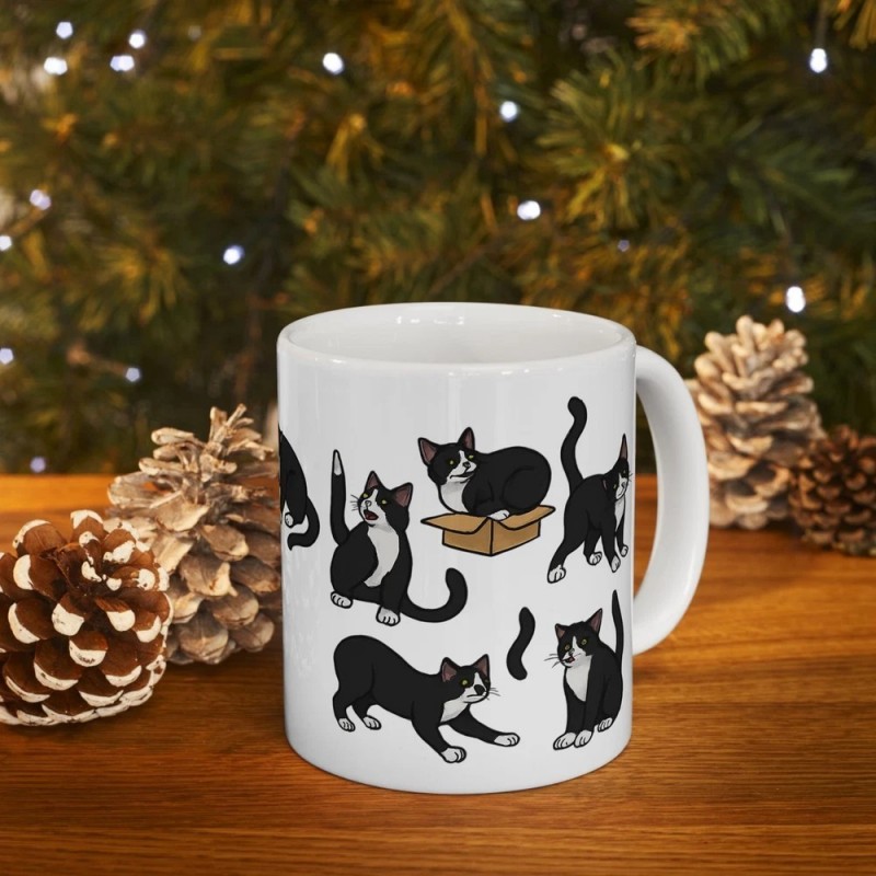 Cute Black Cat Coffee Mug 11oz Funny Tuxedo Kitty Ceramic Tea Cup Gift Cute Black Cat Coffee Mug 11oz Funny Tuxedo Kitty Ceramic Tea Cup Gift