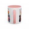 Whimsical Cat Coffee Cup | 330ml Ceramic Two-Tone Mug | Cat Variety Illustration PINK