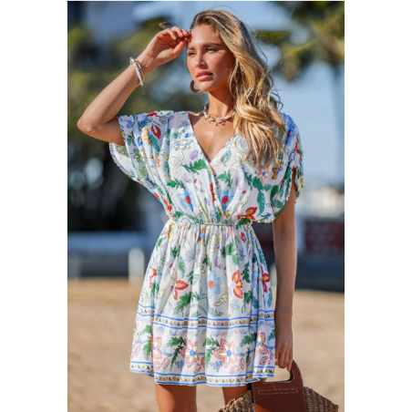 Vibrant Vibes Floral Cover-Up Mini Dress