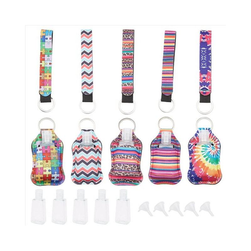 DIY Travel Bottle Set Kits, Eychain Lanyard with Hand Sanitizer Keychain Holders, Transparent Plastic Squeeze Bottles DIY Travel Bottle Set Kits, Eychain Lanyard with Hand Sanitizer Keychain Holders, Transparent Plastic Squeeze Bottles