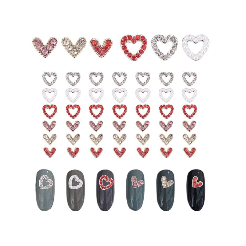 6 Style Alloy Rhinestone Cabochons, Heart, for Nail Art Studs and Nail Art Decoartion Accessories 6 Style Alloy Rhinestone Cabochons, Heart, for Nail Art Studs and Nail Art Decoartion Accessories