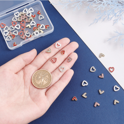 6 Style Alloy Rhinestone Cabochons, Heart, for Nail Art Studs and Nail Art Decoartion Accessories