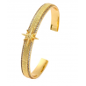 Star Rack Plating Brass Micro Pave Cubic Zirconia Cuff Bracelets for Women, Long-Lasting Plated, Cadmium Free & Lead Free