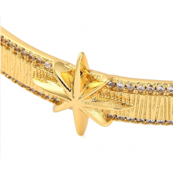 Star Rack Plating Brass Micro Pave Cubic Zirconia Cuff Bracelets for Women, Long-Lasting Plated, Cadmium Free & Lead Free