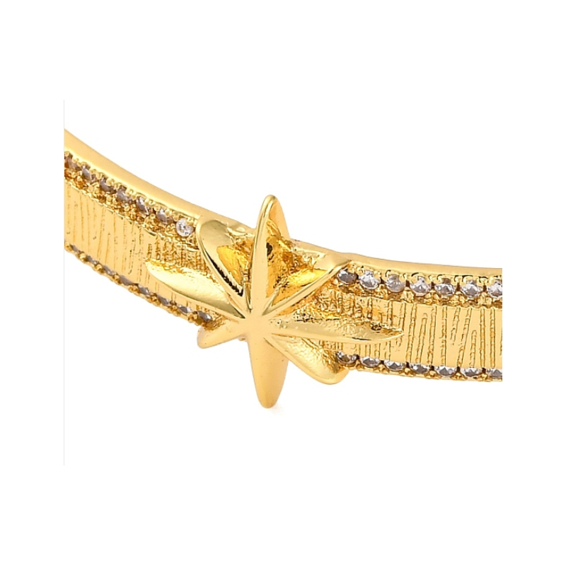 Star Rack Plating Brass Micro Pave Cubic Zirconia Cuff Bracelets for Women, Long-Lasting Plated, Cadmium Free & Lead Free