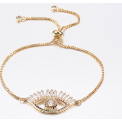 Adjustable Brass Micro Pave Cubic Zirconia Bolo Bracelets