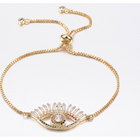 Adjustable Brass Micro Pave Cubic Zirconia Bolo Bracelets