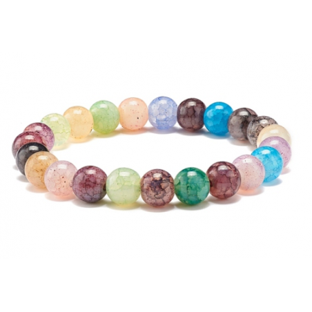 Imitation Gemstone Glass Round Beads Stretch Bracelet for Women