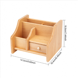 Beech Wood Cosmetic Drawer Storage Organizer Box