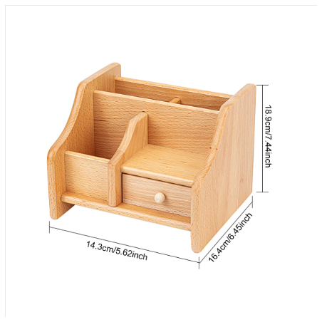 Beech Wood Cosmetic Drawer Storage Organizer Box