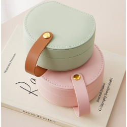 Half Round PU Leather Jewelry Set Organizer Box, Portable Travel Jewelry Case for Earrings, Rings, Necklaces