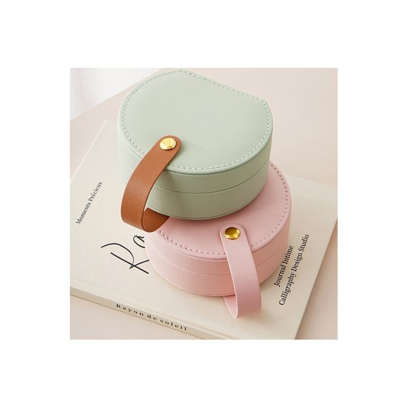 Half Round PU Leather Jewelry Set Organizer Box, Portable Travel Jewelry Case for Earrings, Rings, Necklaces Half Round PU Leather Jewelry Set Organizer Box, Portable Travel Jewelry Case for Earrings, Rings, Necklaces