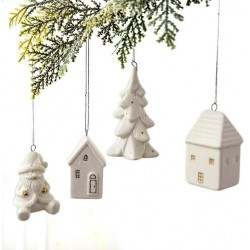 Christmas Porcelain House Santa Claus Snowman Pendant Decorations, for Christmas Tree Hanging Ornaments (02W1WQ)