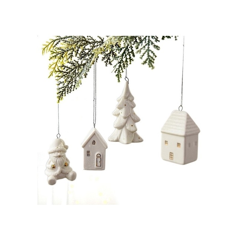 Christmas Porcelain House Santa Claus Snowman Pendant Decorations, for Christmas Tree Hanging Ornaments (02W1WQ) Christmas Porcelain House Santa Claus Snowman Pendant Decorations, for Christmas Tree Hanging Ornaments (02W1WQ)