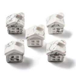 Natural Howlite Carved House Figurines (02S4B3)