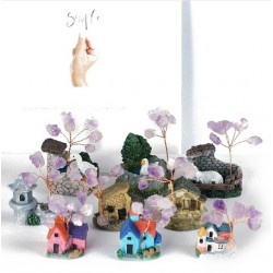 Natural Amethyst Chips Tree Decorations, Energy Stone Gift for Home Desktop Decoration (02RBMP)
