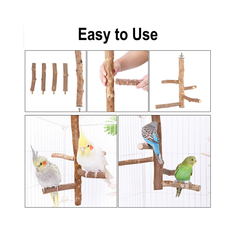 Satinwood Parrot Standing Twig, with Iron Finding, Pet Supplies